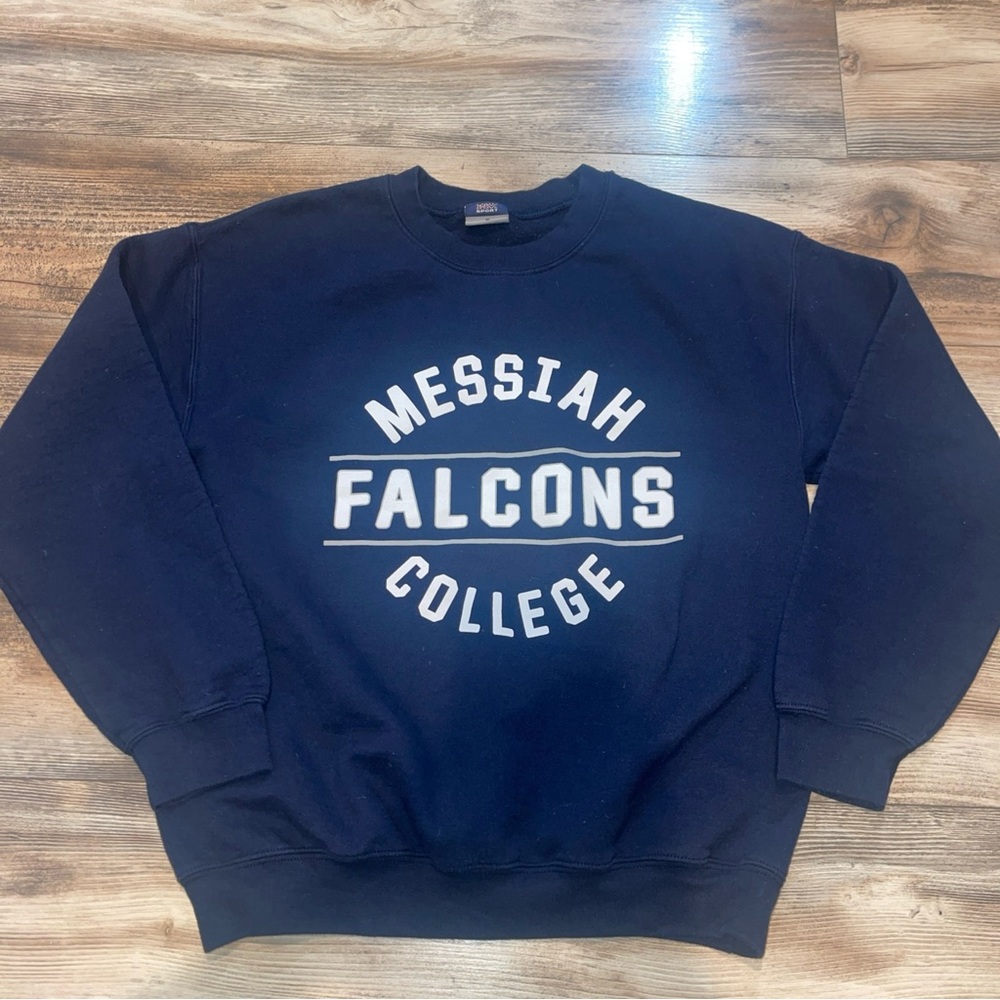 Messiah College Falcons Crewneck Sweatshirt Unisex Medium Navy Blue Pullover